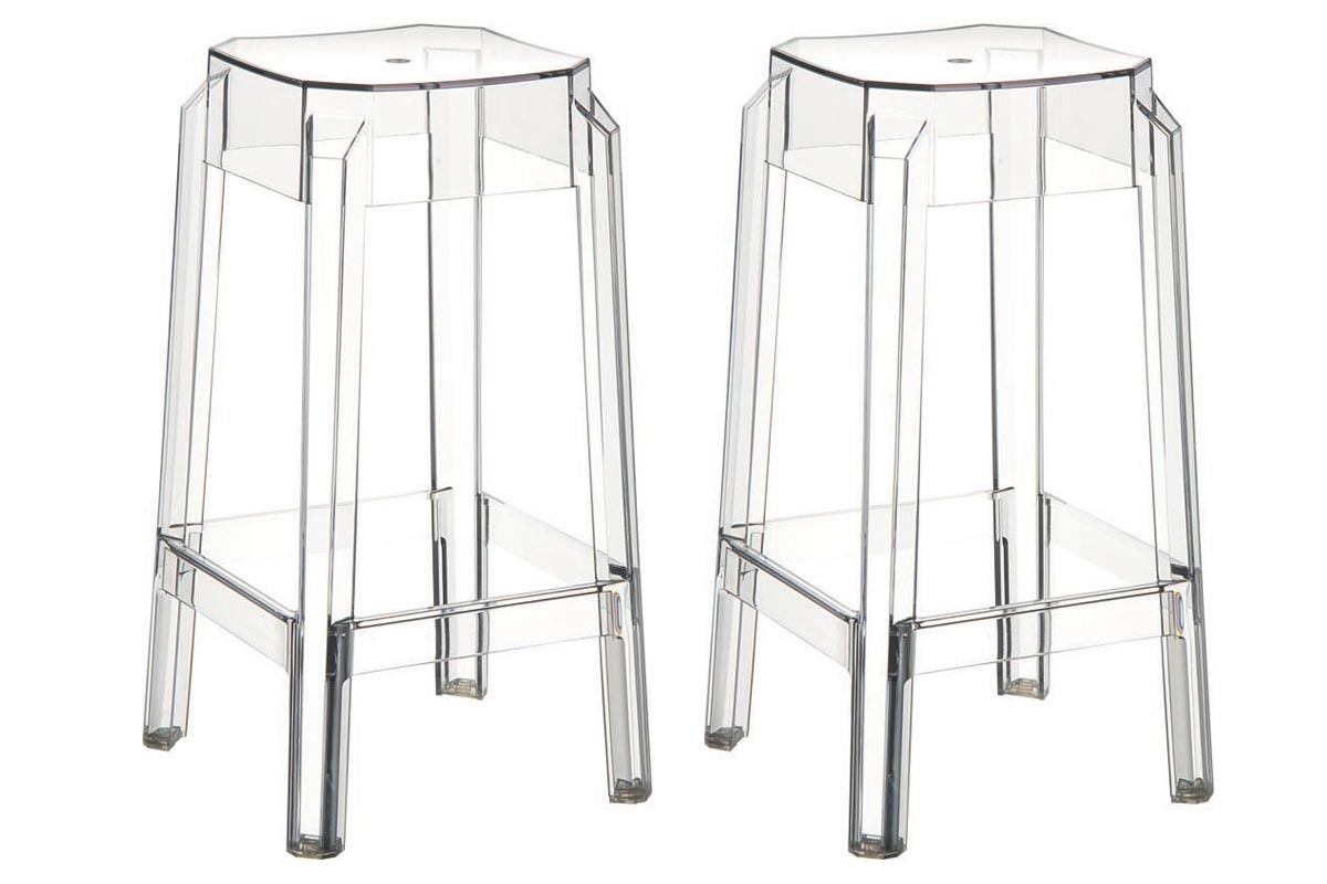 Taburete de bar diseo transparente 75cm lote de 2 CLEAR