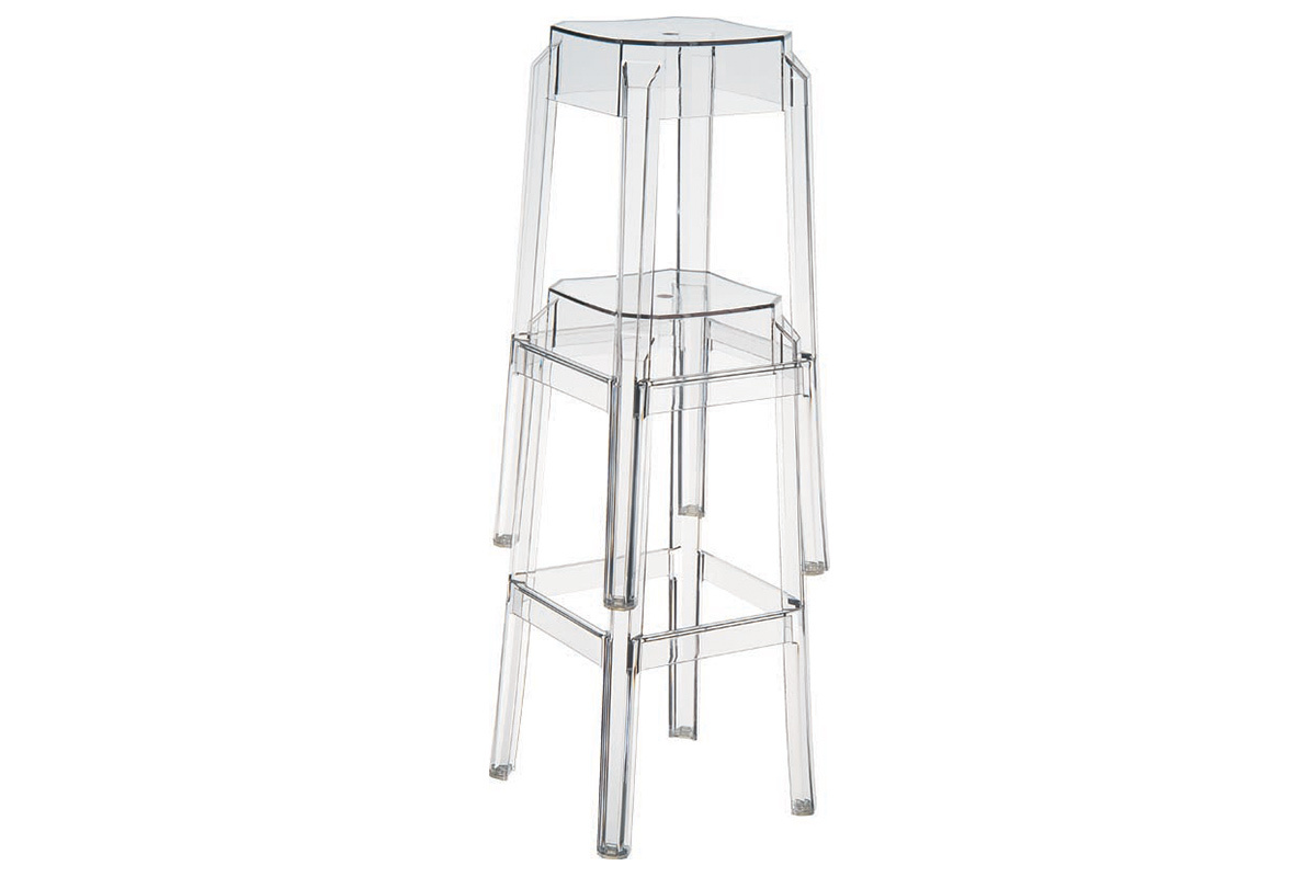 Taburete de bar diseo transparente 75cm lote de 2 CLEAR