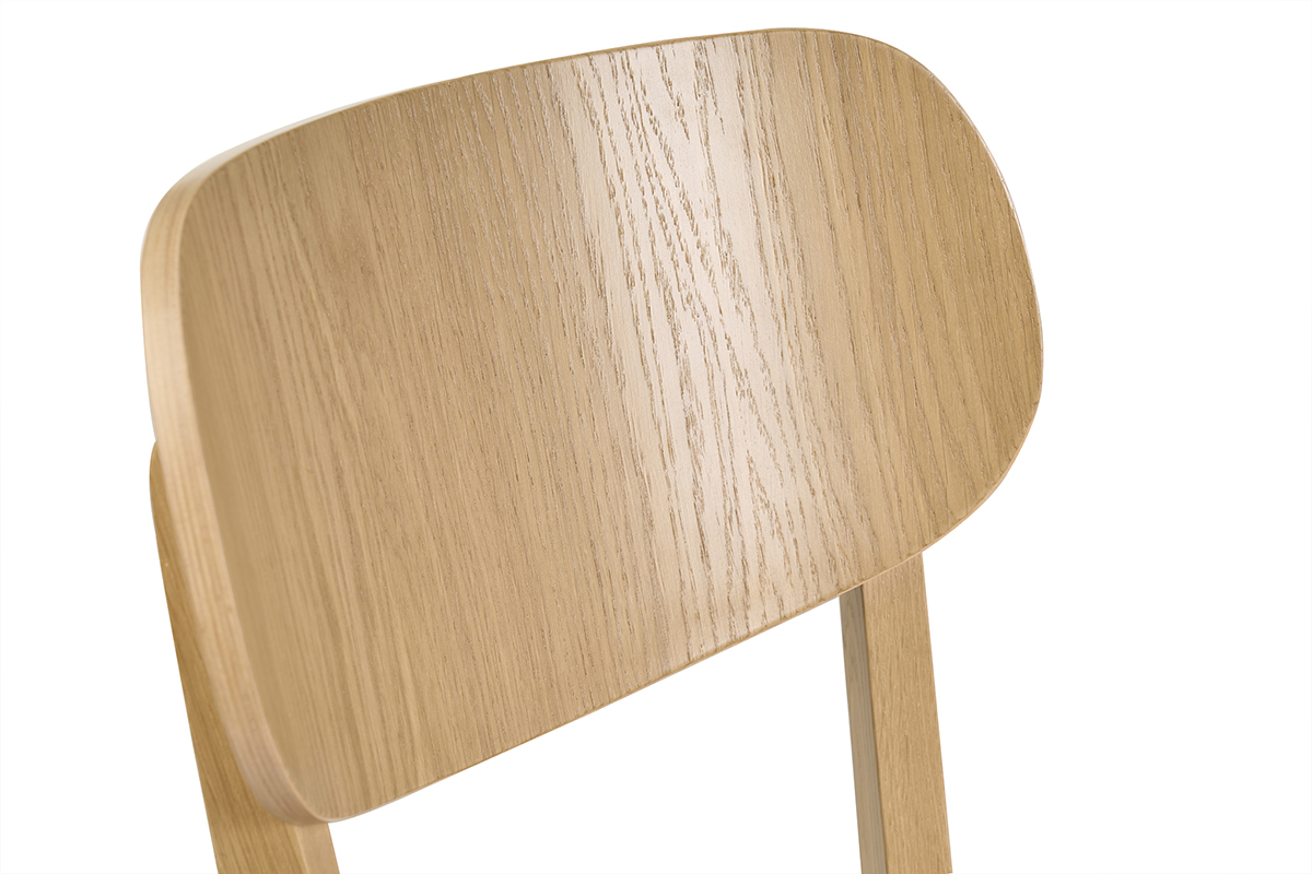 Respaldo alto curvado en madera clara de roble del taburete de bar LUCIA