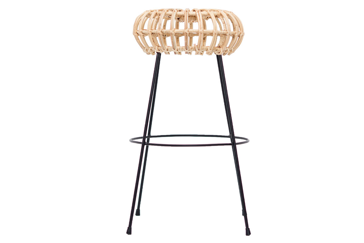 Taburete de bar en ratn patas metal HOLLOW
