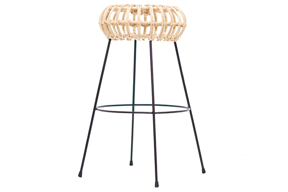 Taburete de bar en ratn patas metal HOLLOW