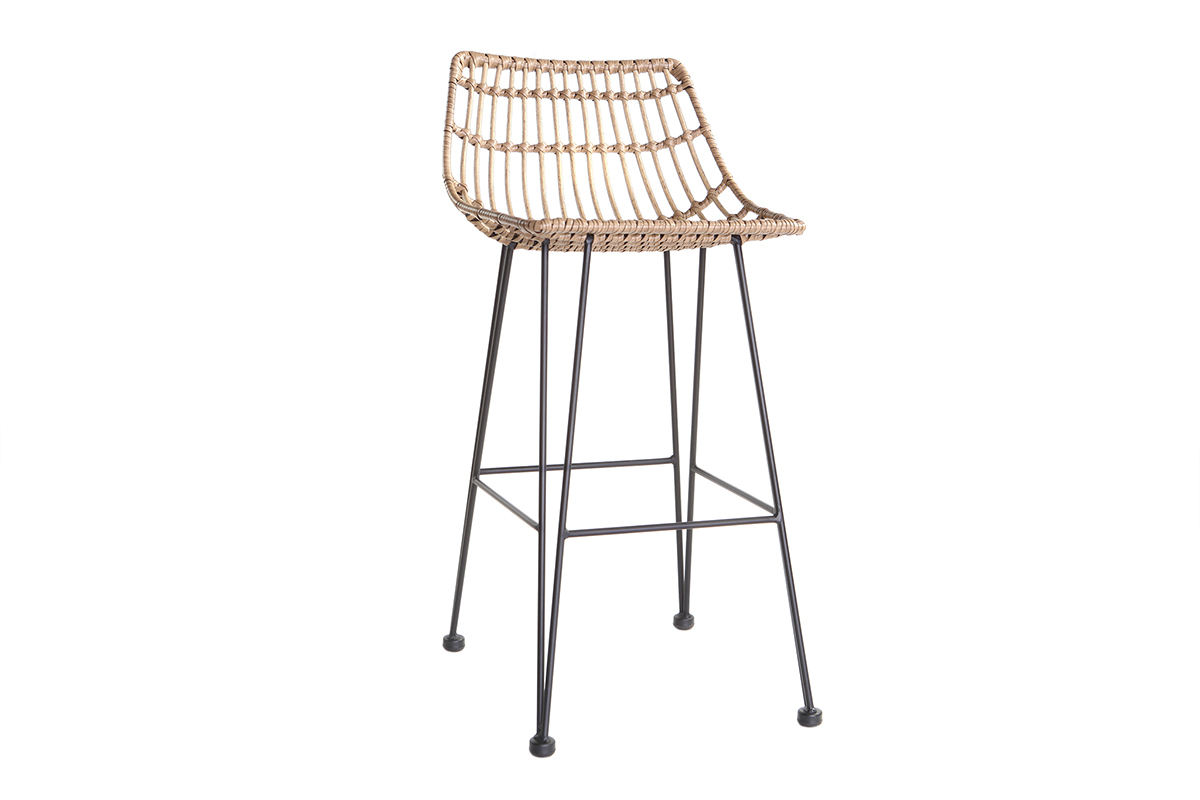 Taburete de bar en resina imitacin mimbre MAJA