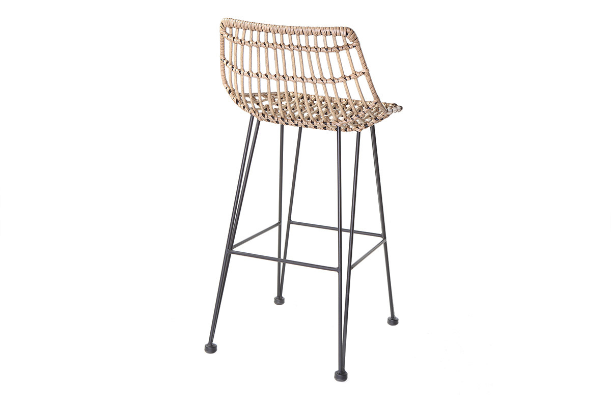 Taburete de bar en resina imitacin mimbre MAJA