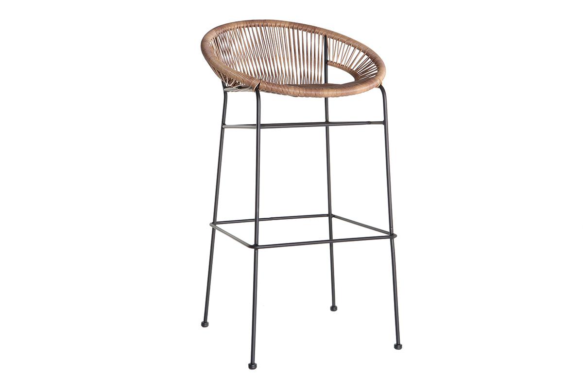 Taburete de bar en resina imitacin mimbre MIA