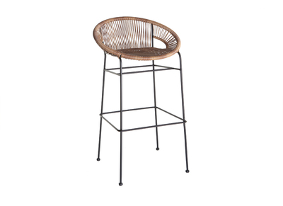 Taburete de bar en resina imitaci&oacute;n mimbre MIA