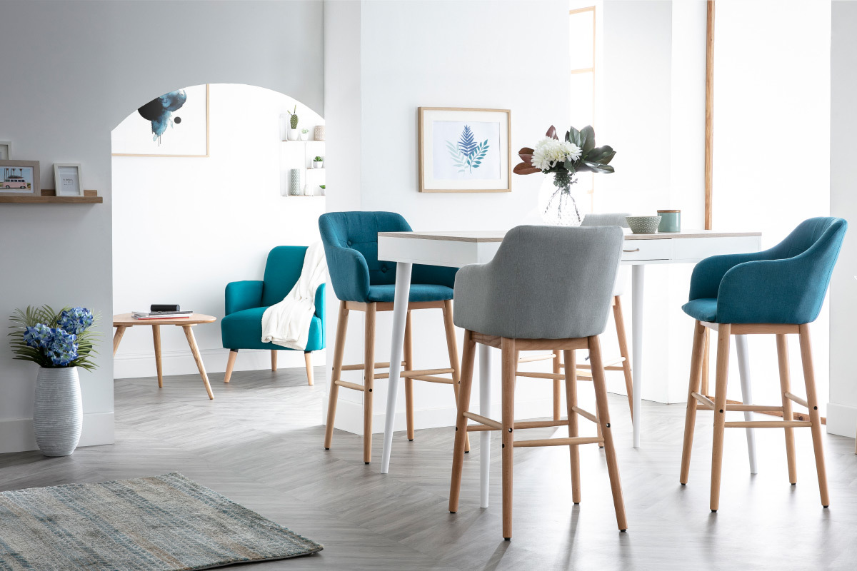 Taburete de bar escandinavo 75cm azul BALTIK