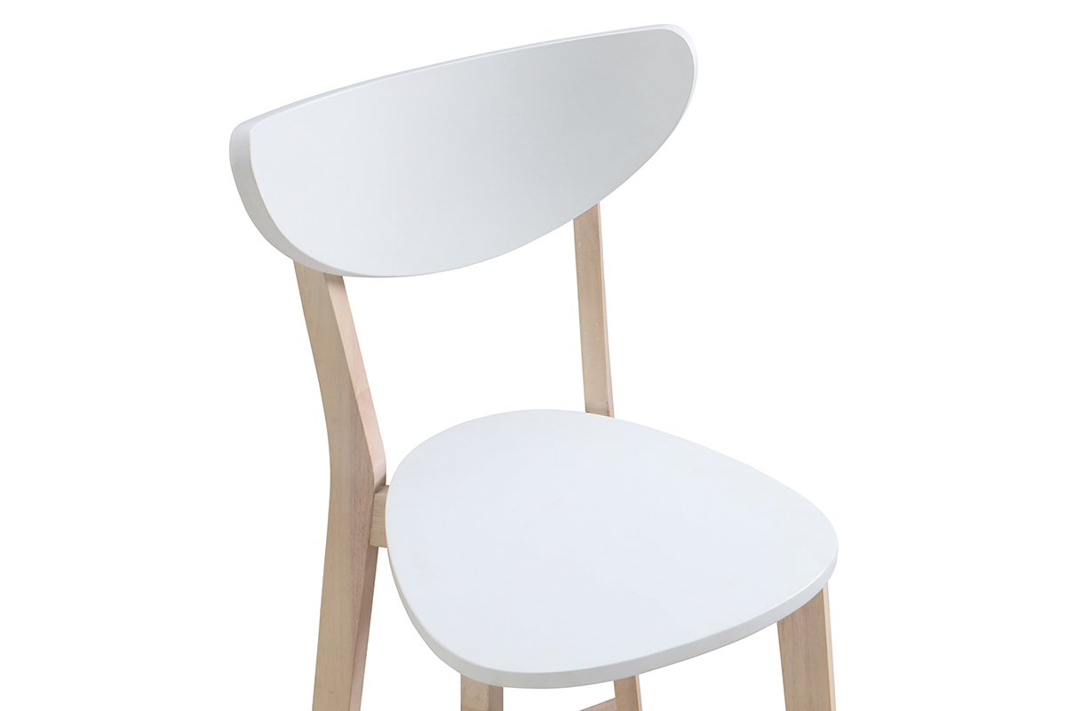 Taburete de bar escandinavo blanco y madera 75cm lote de 2 LEENA