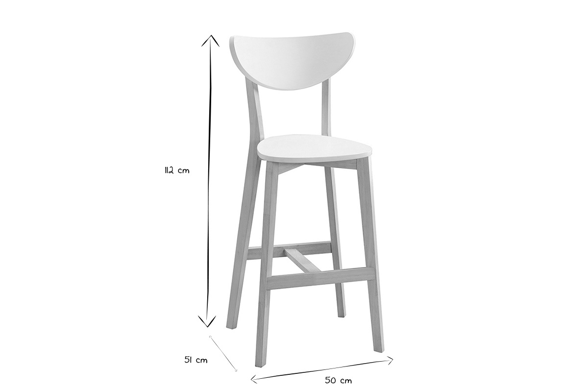 Taburete de bar escandinavo blanco y madera 75cm lote de 2 LEENA