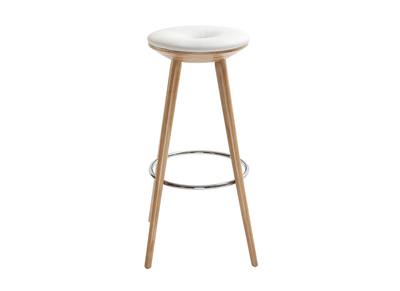 Taburete de bar estilo escandinavo blanco patas madera clara  79cm  NORDECO