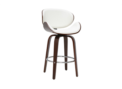Taburete de bar giratorio blanco y madera oscura 65 cm WALNUT