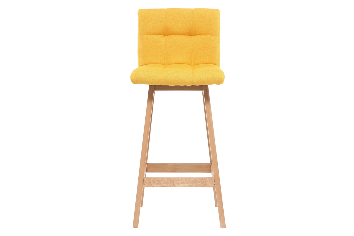 Taburete de bar madera y amarillo 65cm lote de 2 KLARIS