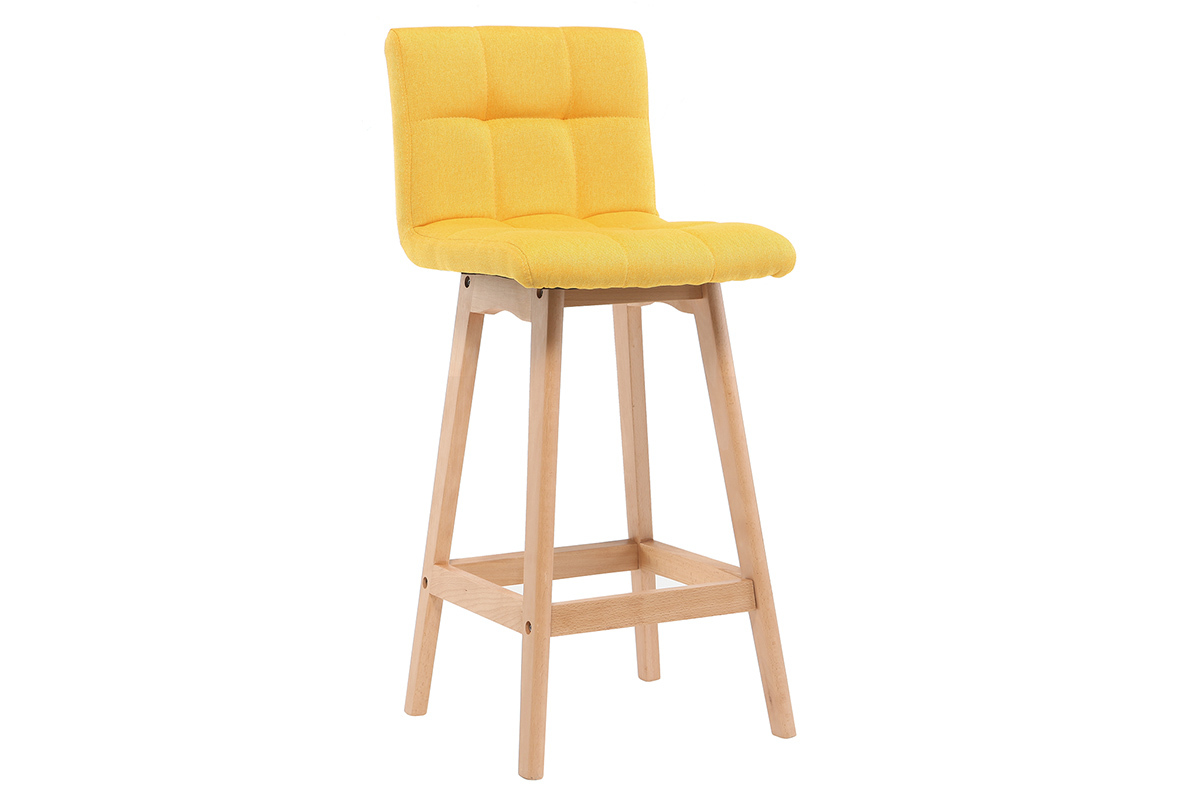 Taburete de bar madera y amarillo 65cm lote de 2 KLARIS