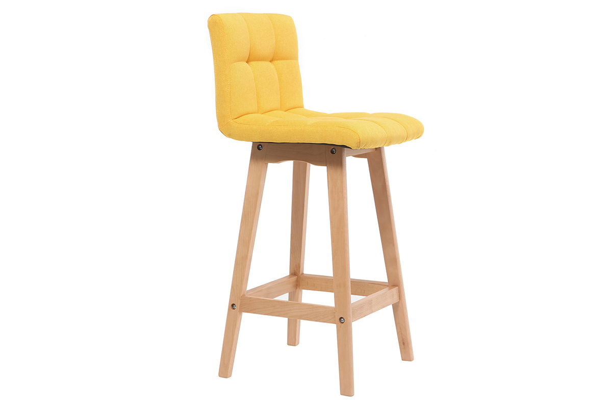 Taburete de bar madera y amarillo 65cm lote de 2 KLARIS