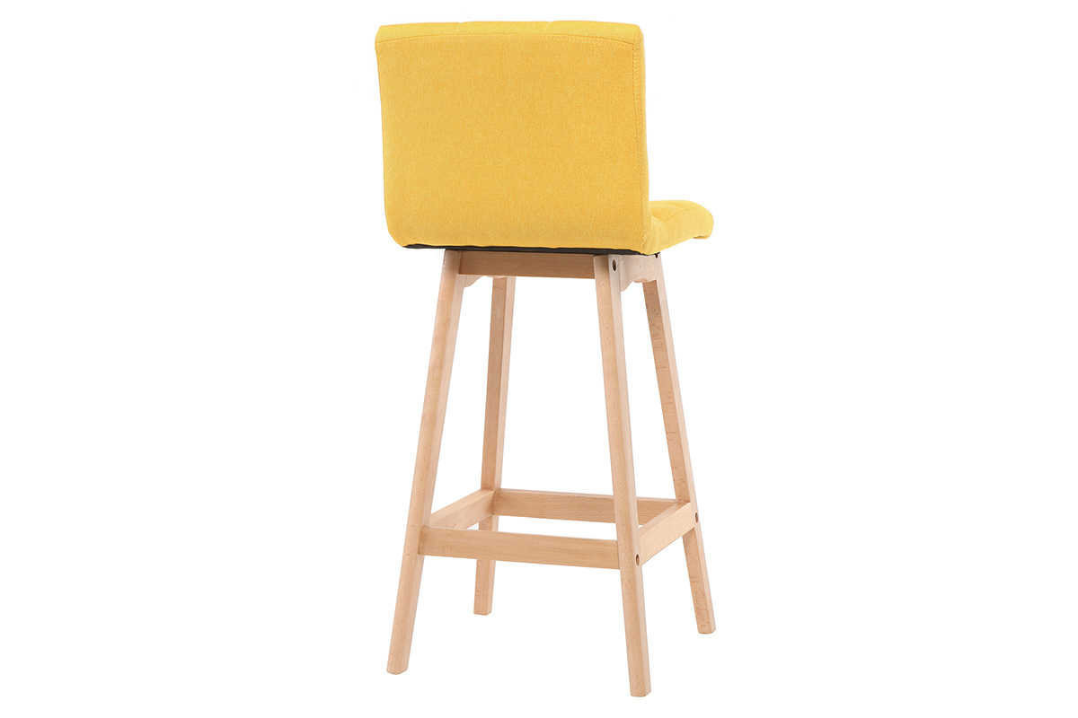 Taburete de bar madera y amarillo 65cm lote de 2 KLARIS