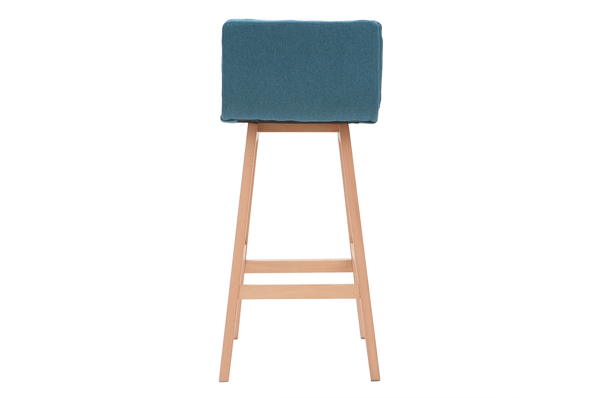 Taburete de bar madera y azul petrleo 65cm lote de 2 JOAN