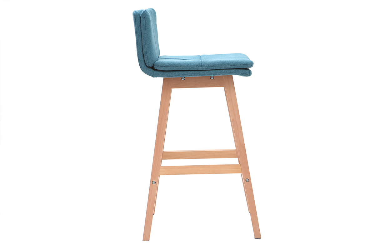 Taburete de bar madera y azul petrleo 65cm lote de 2 JOAN