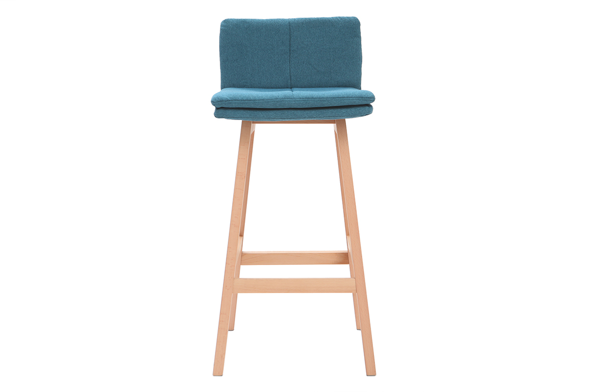 Taburete de bar madera y azul petrleo 65cm lote de 2 JOAN