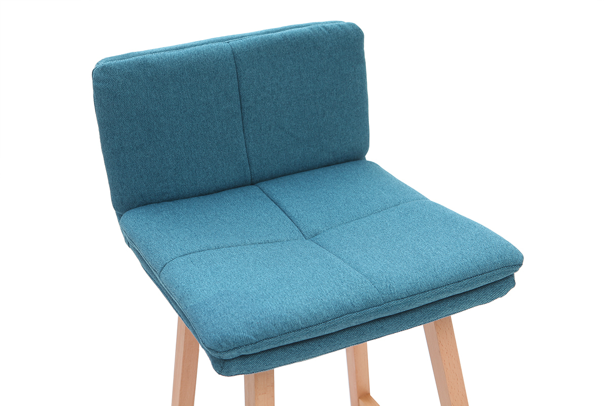 Taburete de bar madera y azul petrleo 65cm lote de 2 JOAN
