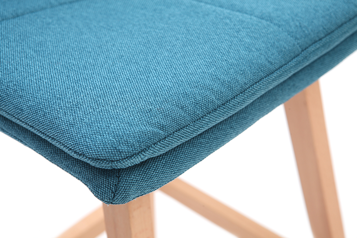 Taburete de bar madera y azul petrleo 65cm lote de 2 JOAN