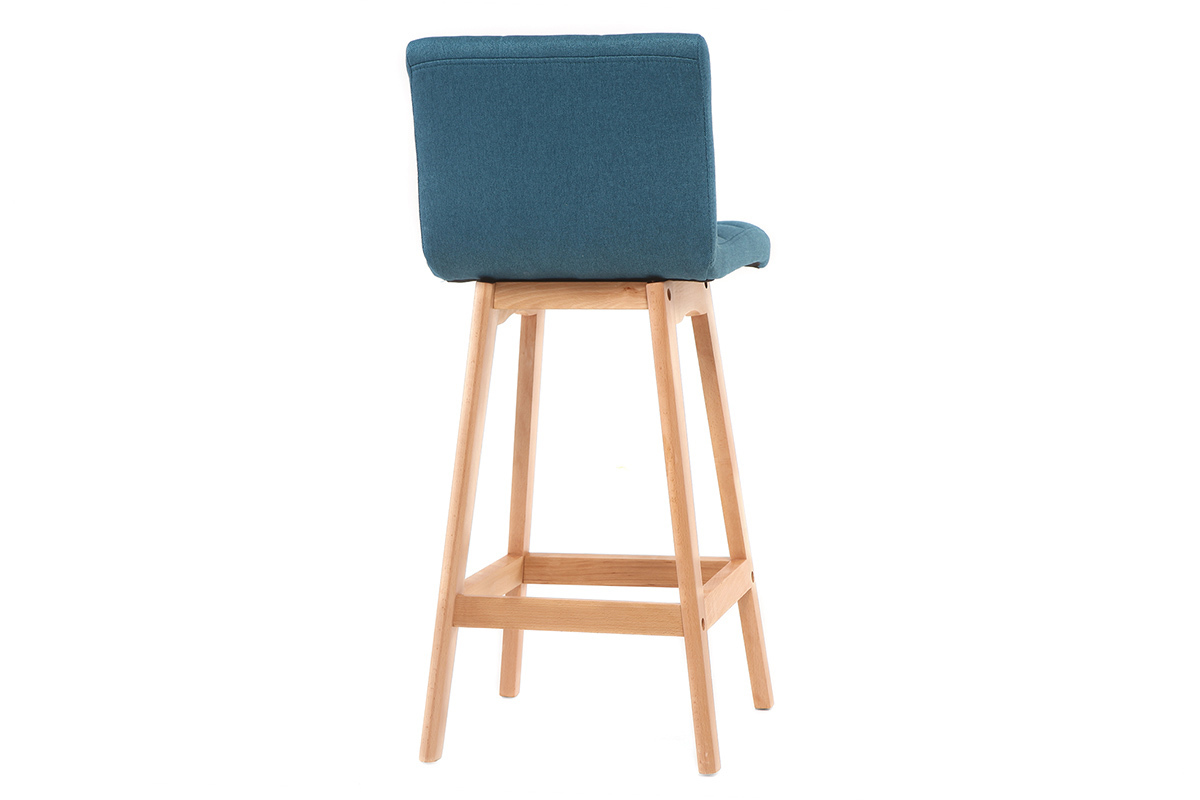 Taburete de bar madera y azul petrleo 65cm lote de 2 KLARIS