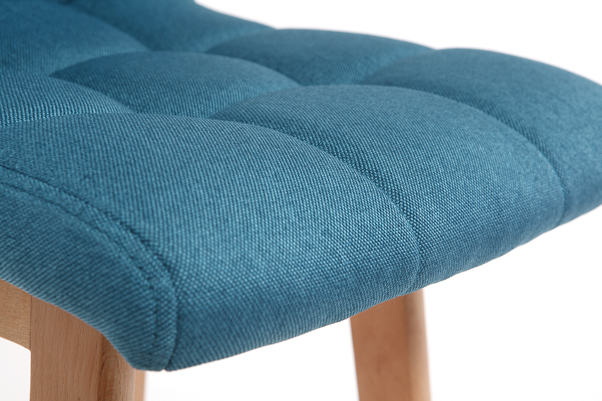 Taburete de bar madera y azul petrleo 65cm lote de 2 KLARIS