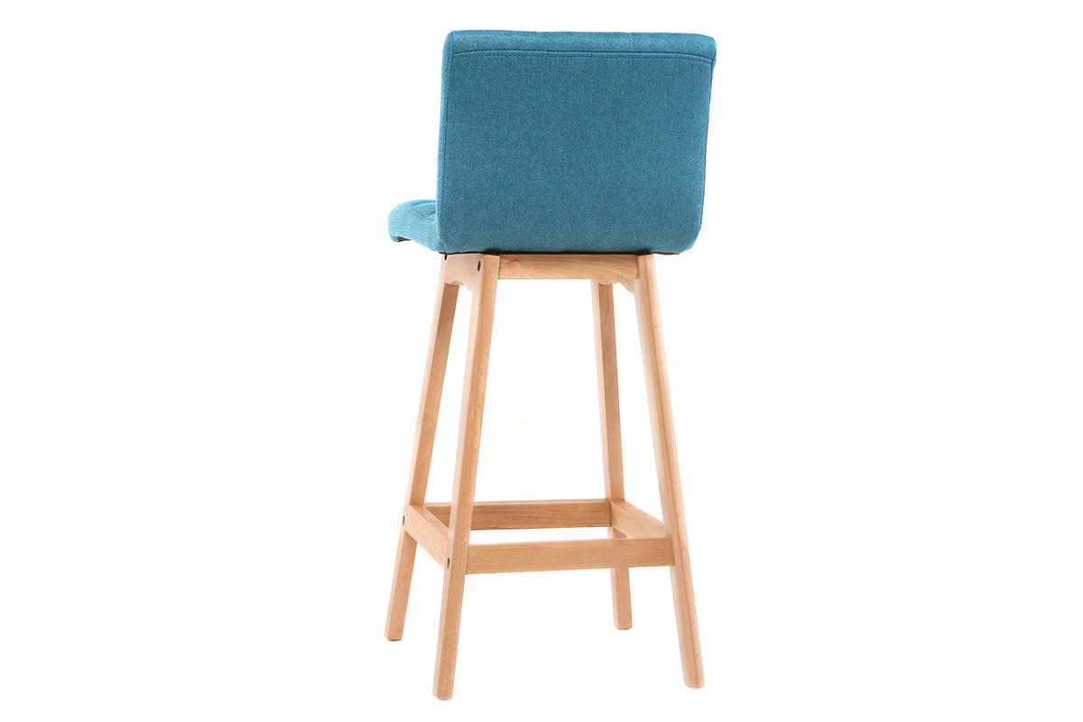 Taburete de bar madera y azul petrleo 65cm lote de 2 KLARIS