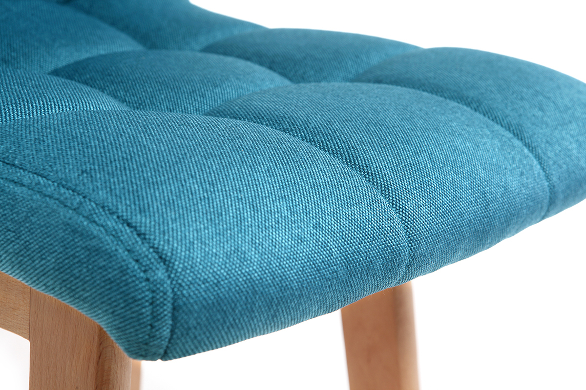Taburete de bar madera y azul petrleo 65cm lote de 2 KLARIS