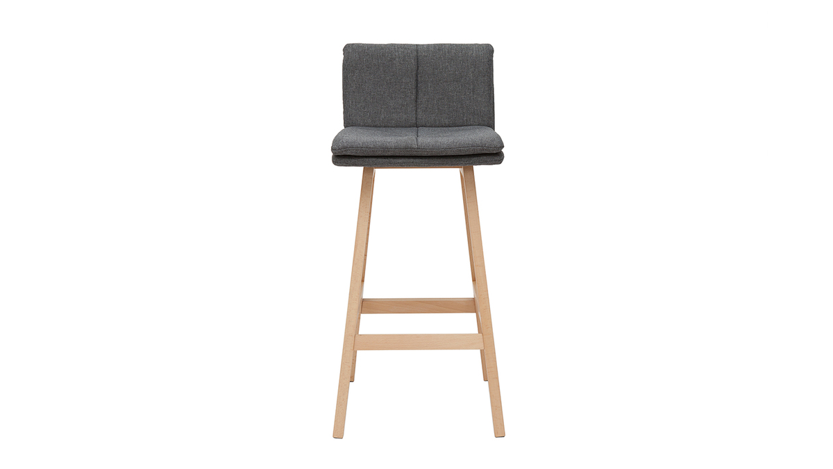 Taburete de bar madera y gris oscuro 65cm lote de 2 JOAN