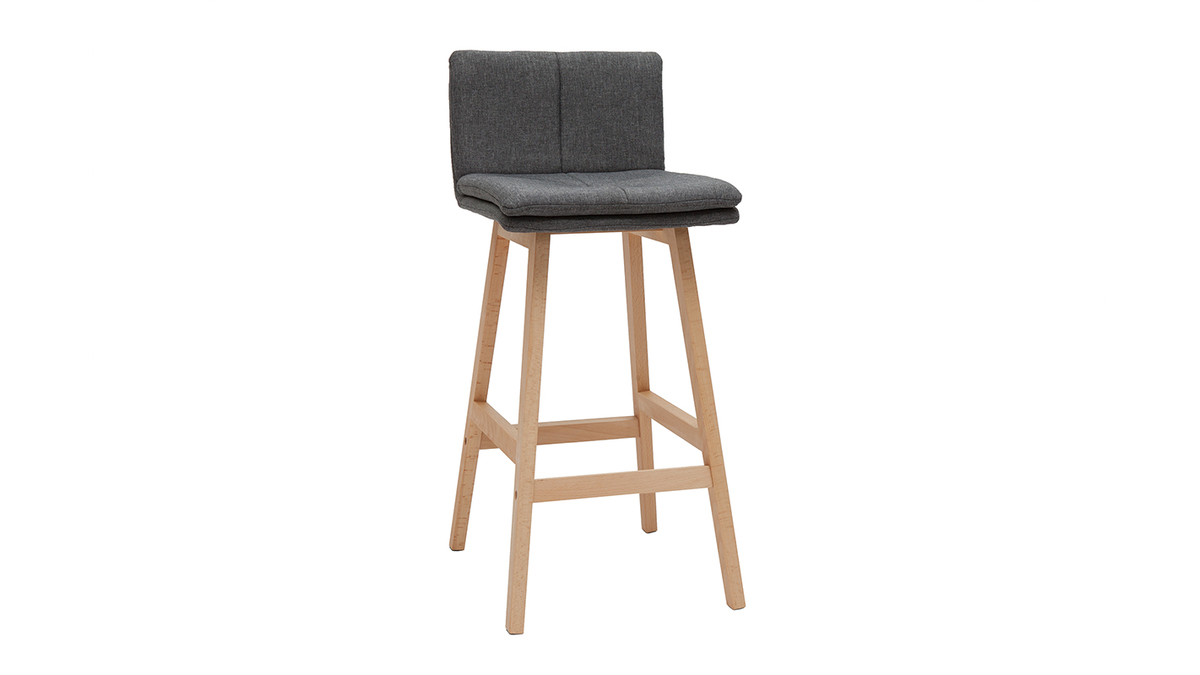 Taburete de bar madera y gris oscuro 65cm lote de 2 JOAN