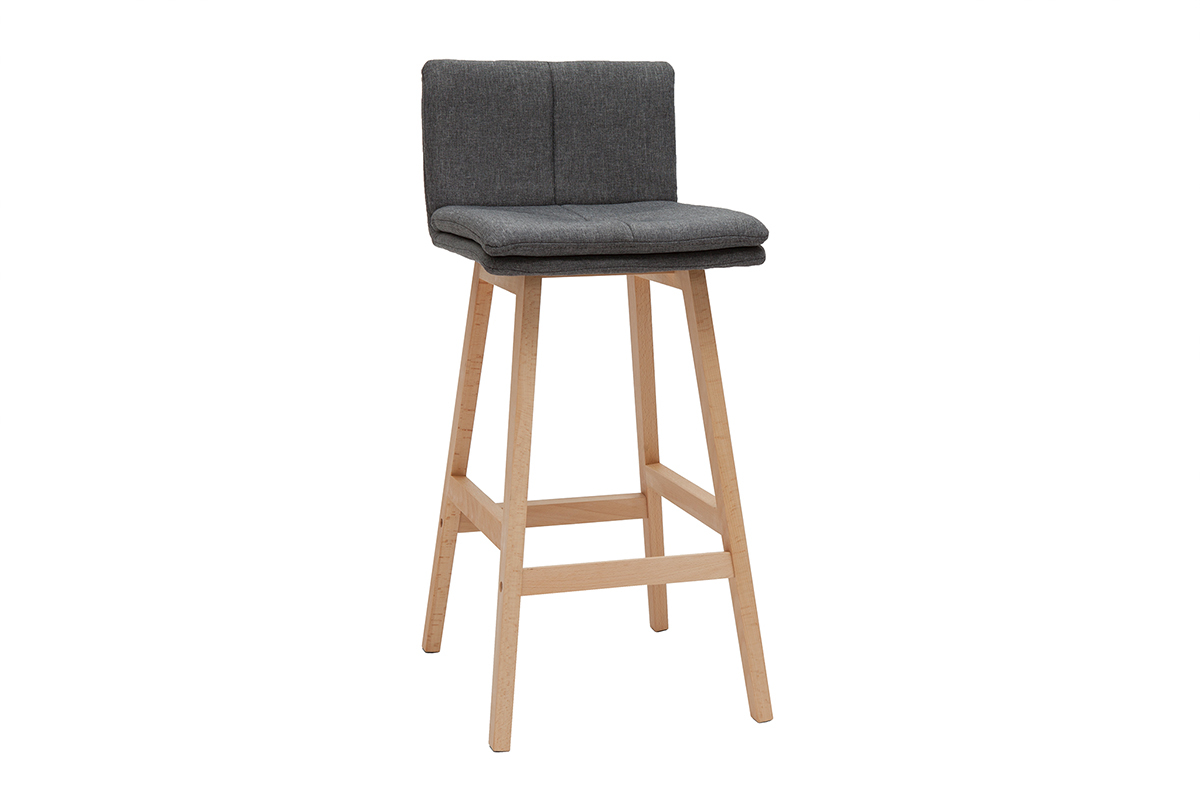 Taburete de bar madera y gris oscuro 65cm lote de 2 JOAN