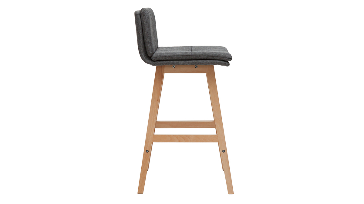Taburete de bar madera y gris oscuro 65cm lote de 2 JOAN