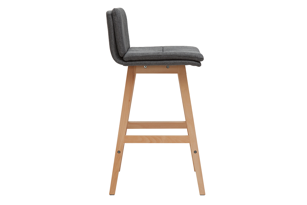 Taburete de bar madera y gris oscuro 65cm lote de 2 JOAN