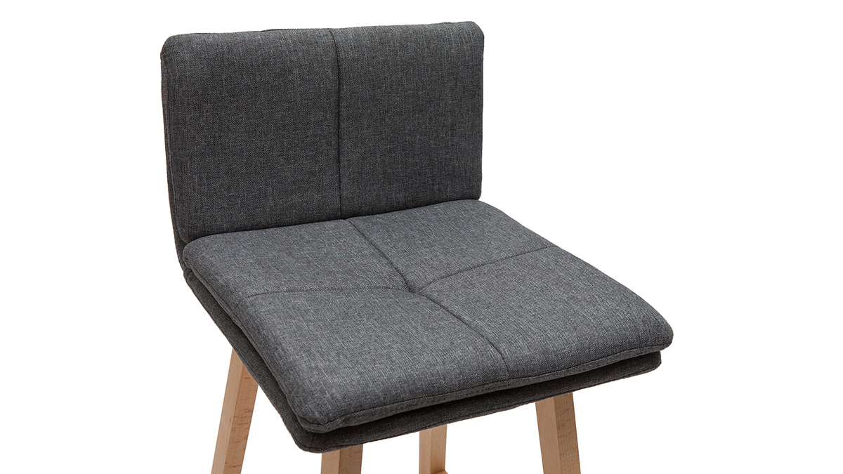 Taburete de bar madera y gris oscuro 65cm lote de 2 JOAN