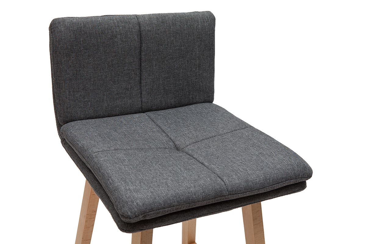 Taburete de bar madera y gris oscuro 65cm lote de 2 JOAN