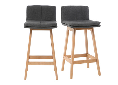 Taburete de bar madera y gris oscuro 65cm lote de 2 JOAN