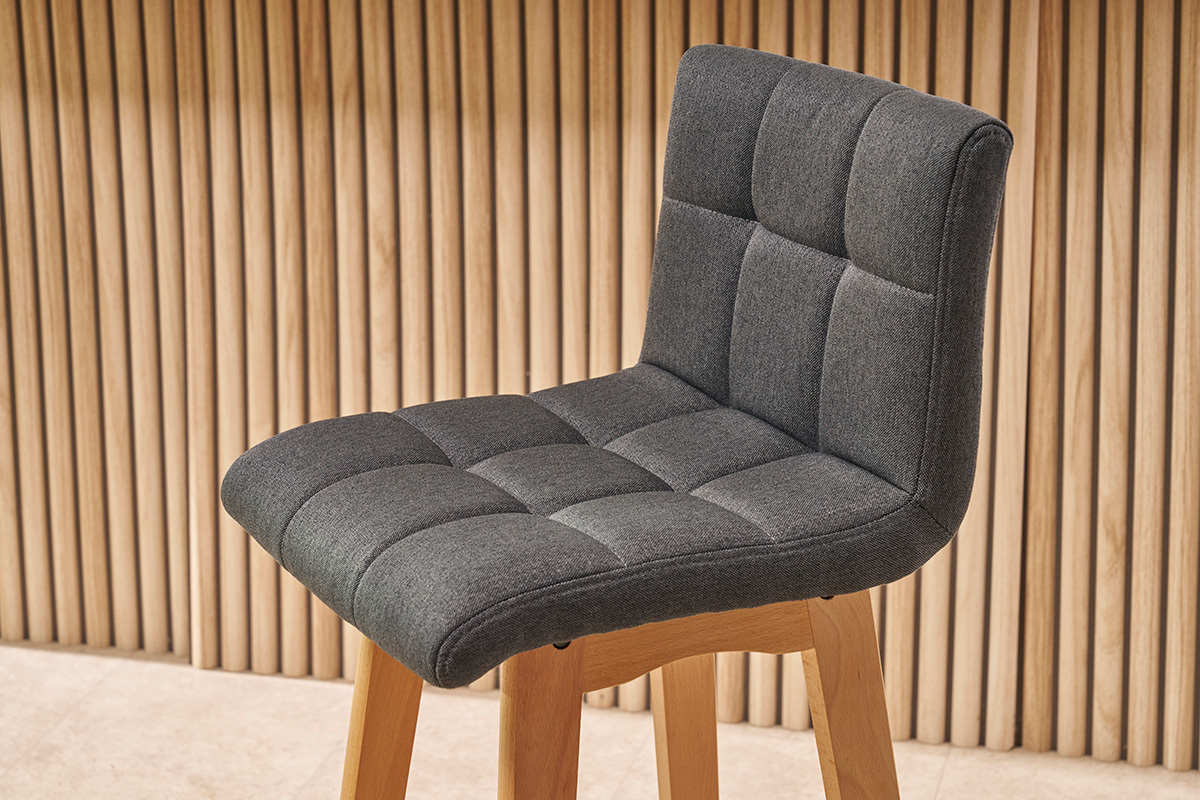 Taburete de bar madera y gris oscuro 65cm lote de 2 KLARIS