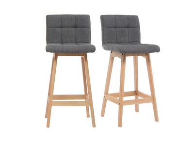 Taburete de bar madera y gris oscuro 65cm lote de 2 KLARIS