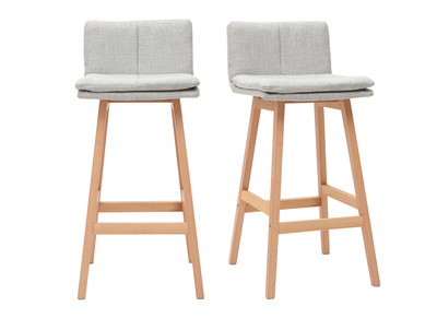 Taburete de bar madera y gris perla 65cm lote de 2 JOAN