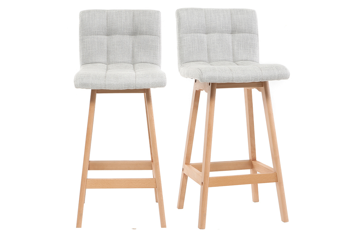 Taburete de bar madera y gris perla 65cm lote de 2 KLARIS