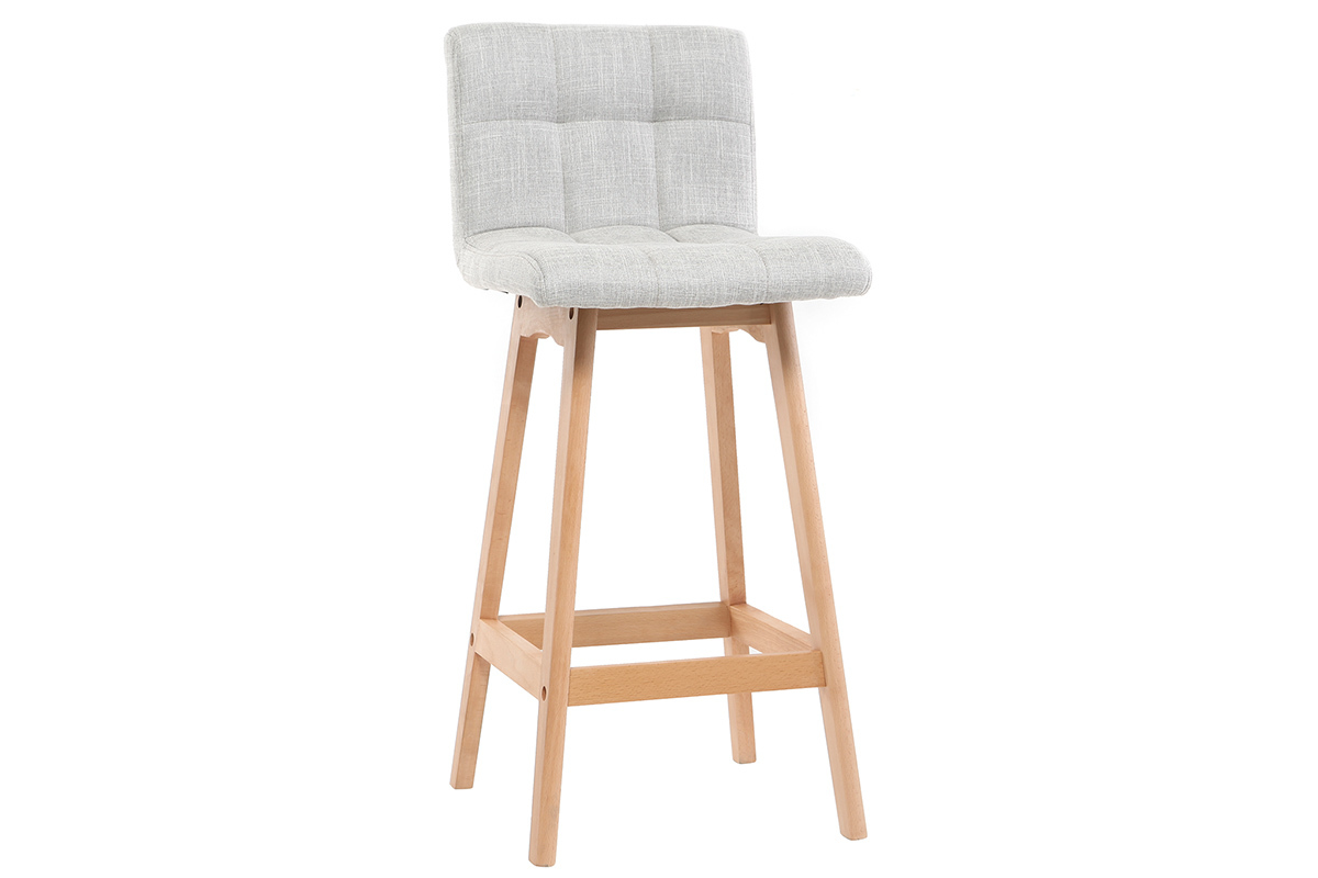 Taburete de bar madera y gris perla 65cm lote de 2 KLARIS