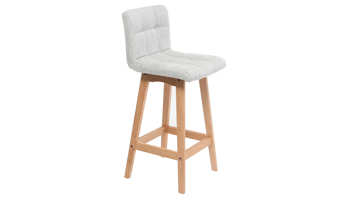 Taburete de bar madera y gris perla 65cm lote de 2 KLARIS