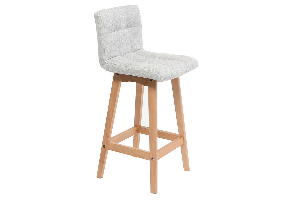 Taburete de bar madera y gris perla 65cm lote de 2 KLARIS