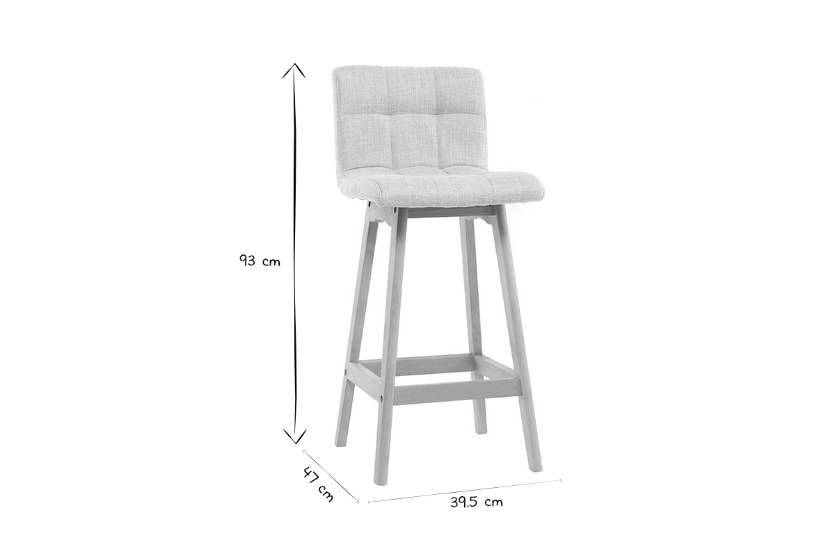 Taburete de bar madera y gris perla 65cm lote de 2 KLARIS