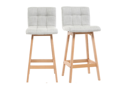 Taburete de bar madera y gris perla 65cm lote de 2 KLARIS