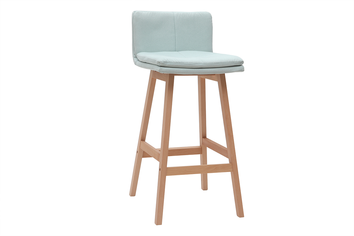 Taburete de bar madera y verde agua 65cm lote de 2 JOAN