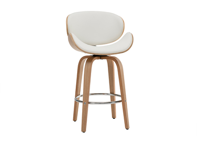 Taburete de bar moderno blanco y madera clara 65 cm WALNUT