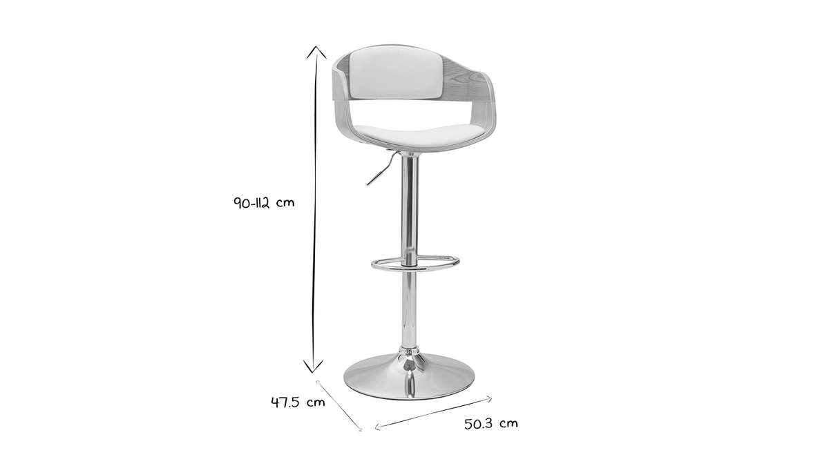 Taburete blanco moderno base cromada, Taburetes