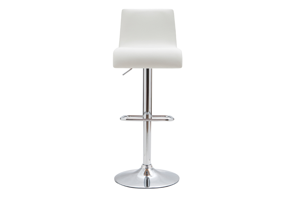 Taburete de bar moderno regulable blanco y madera clara lote de 2 DELICACY