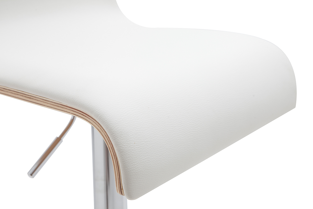 Taburete de bar moderno regulable blanco y madera clara lote de 2 DELICACY