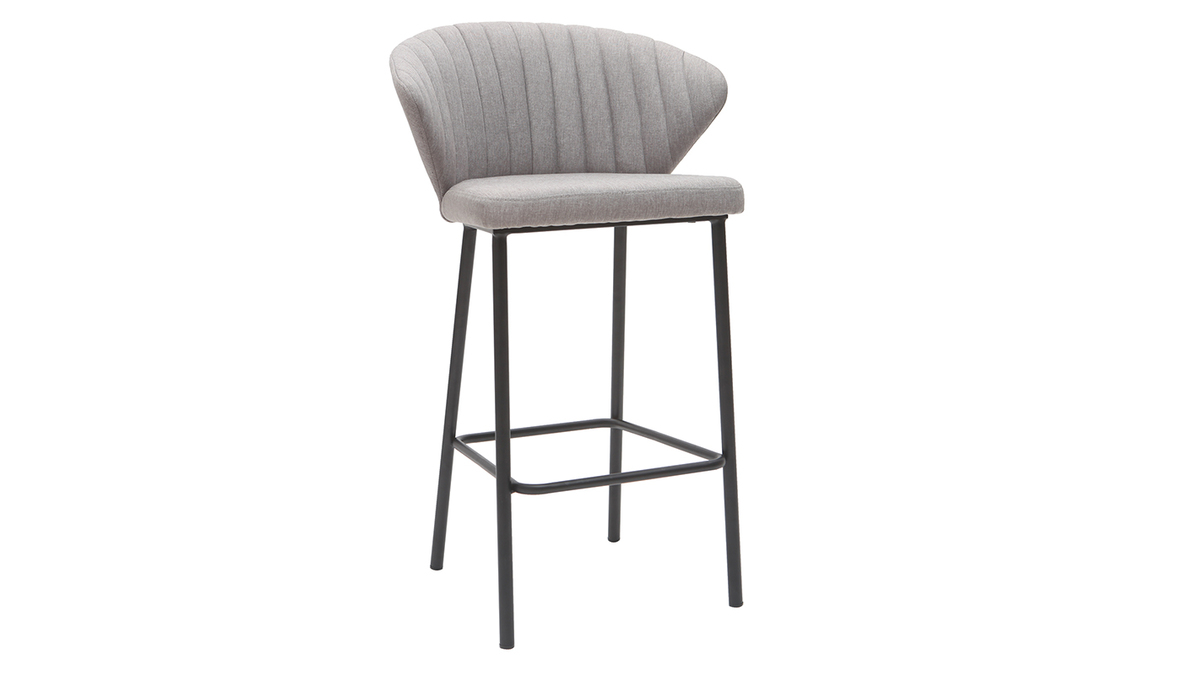 Taburete de bar moderno tejido gris 65 cm DALLY